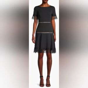 Shani Lace-Trimmed Crepe Dress NWT size 16 Black
